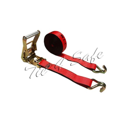 Tie 4 Safe 2 in. x 30 ft. Ratchet Tie Downs with Flat Hooks - Red, 4 Piece TI565162